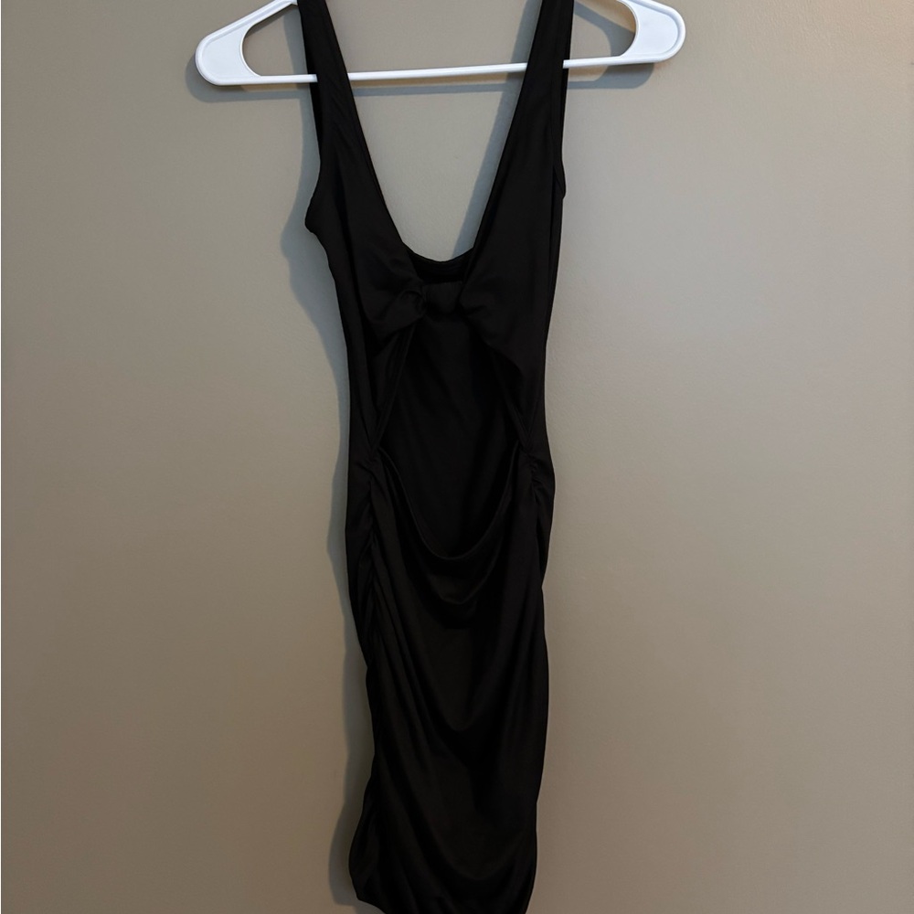 Black Bodycon Dress with Mid Cutout
